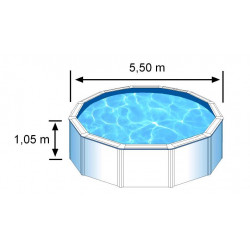 Piscine ronde acier Ø5,70m x H: 1,22m - Filtration à sable - GRE POOLS