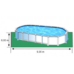 Piscine ovale acier 9,20m x 5,05m x H: 1,32m - Filtration à sable - SANS Renforts apparents - GRE POOLS