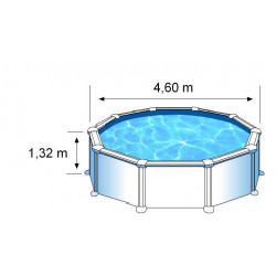 Piscine ronde acier Ø4,80m x H: 1,32m - Filtration à sable - GRE POOLS