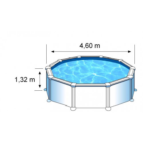 Piscine ronde acier Ø4,80m x H: 1,32m - Filtration à sable - GRE POOLS