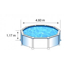 Piscine ronde acier Ø4,80m x H: 1,32m - Filtration à sable - GRE POOLS