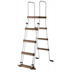 Piscine ovale acier 7,44m x 3,99m x H: 1,32m - Imitation bois - Filtration à sable - Renforts apparents - GRE POOLS