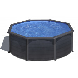 Piscine ronde acier Ø3,70m x H: 1,22m -  Gris anthracite - Filtration à sable de marque GRE POOLS, référence: J5586200