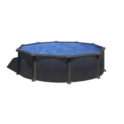 Piscine ronde acier Ø4,80m x H: 1,22m -  Gris anthracite - Filtration à sable de marque GRE POOLS, référence: J5586300