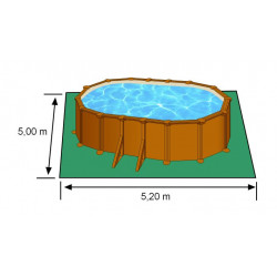 Piscine ovale acier 5,27m x 3,27m x H: 1,22m - Imitation bois - Filtration à sable - Renfort apparents - GRE POOLS