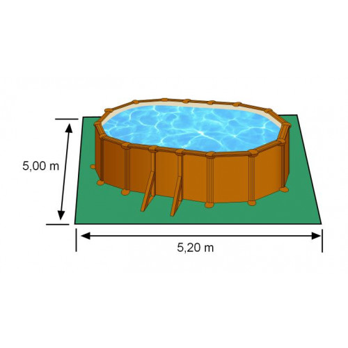 Piscine ovale acier 5,27m x 3,27m x H: 1,22m - Imitation bois - Filtration à sable - Renfort apparents - GRE POOLS