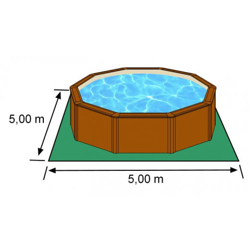 Piscine ronde acier Ø4,80m x H: 1,22m - Imitation bois - Filtration à sable - GRE POOLS