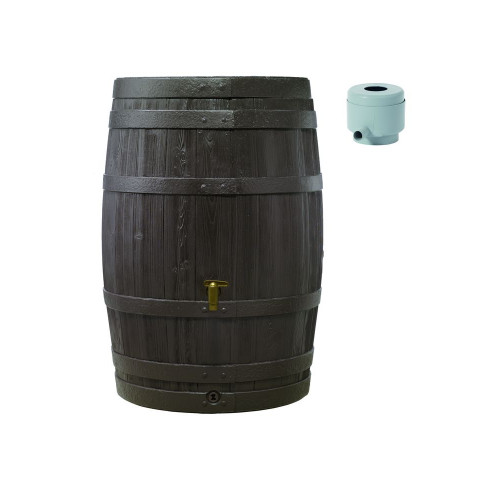 Tonneau Vino 250 L Brun avec robinet PE imitation laiton et collecteur filtrant Eco gris. - GRAF 