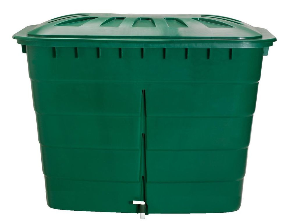 Cuve rectangulaire 520L vert avec couvercle et robinet PE