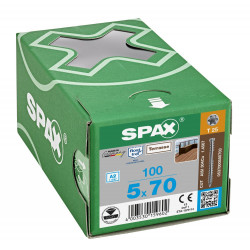 100 Vis Torx autoforeuse 5x70 Spax-deck inox A2 - Terrasse bois éxotique de marque SPAX, référence: B5596600