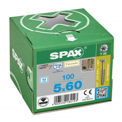 100 Vis Torx tête fraisée autoforeuse 5x60 Spax Cut inox A2 - Façade bois résineux de marque SPAX, référence: B5597200