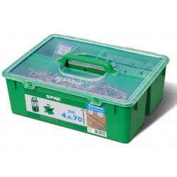 Kit Bois résineux 4,5x70 Inox A2 - 850 vis + 12 espaceurs + 5 embouts de marque SPAX, référence: B5597800
