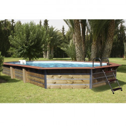 Piscine bois octogonale 8,90 x 4,20 x H. 1,29 m CALAYAN de marque WATER CLIP, référence: J4510500