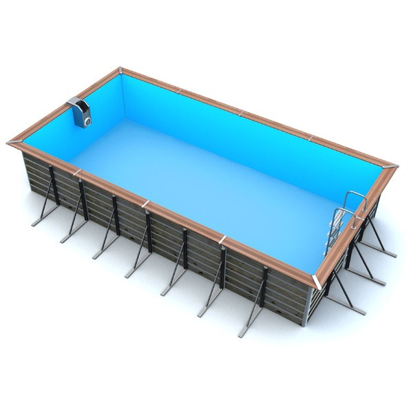 Piscine bois rectangulaire 6,80 x 3,70 x H. 1,47 m TILOS