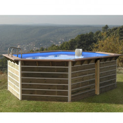 Piscine bois hexagonale - 5,10 x 3,20 x H. 1,29 m SABTANG de marque WATER CLIP, référence: J5602700