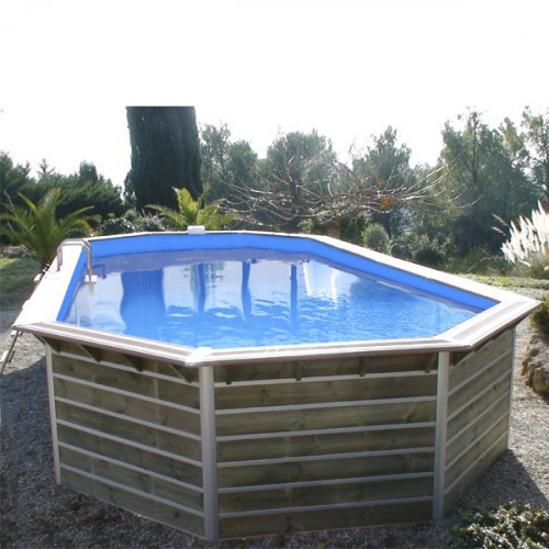 Piscine bois octogonale - 7,30 x 4,20 x H. 1,29 m SIAYAN - WATER CLIP