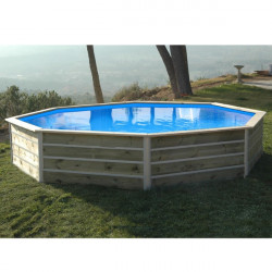 Piscine bois octogonale - 4,95 x 3,15 x H. 1,29 m SAINT BERNARD - WATER CLIP