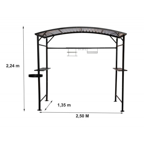 Carport barbecue finition époxy gris anthracite - toit réalisé en acier - HABRITA