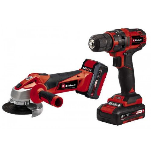 Kit d'outils TC-TK 18 Li Kit - Perceuse-visseuse et meuleuse d'angle sans fil - Batterie 1,5 Ah et 3,0 Ah - EINHELL