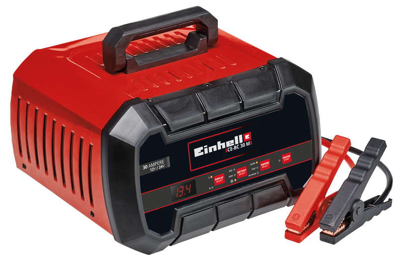 Einhell Acculader CE-BC 30M (voor gelaccu's, AGM, 3-600 Ah, onderhoudsvrij/met laag zuur-loodgehalte, 12V/24V, besturing en bewaking door microprocessor