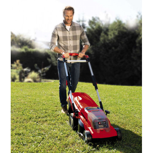 Tondeuse à gazon sans fil GE-CM 36/37 Li + 2 batteries 3,0 Ah - Largeur de coupe 37 cm - Surface : 400m² - 45L - EINHELL