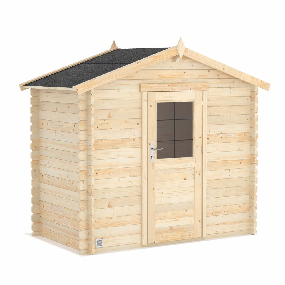 Abri VICTORIA 3,7m² Brut - 212 x 183 cm - 19mm - Madriers emboités
