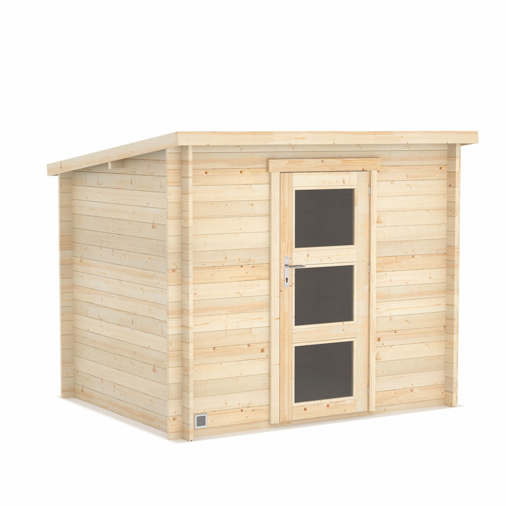 Abri LANDES 4,9m² Brut - 212 x 183 cm - 19mm - Madriers emboités