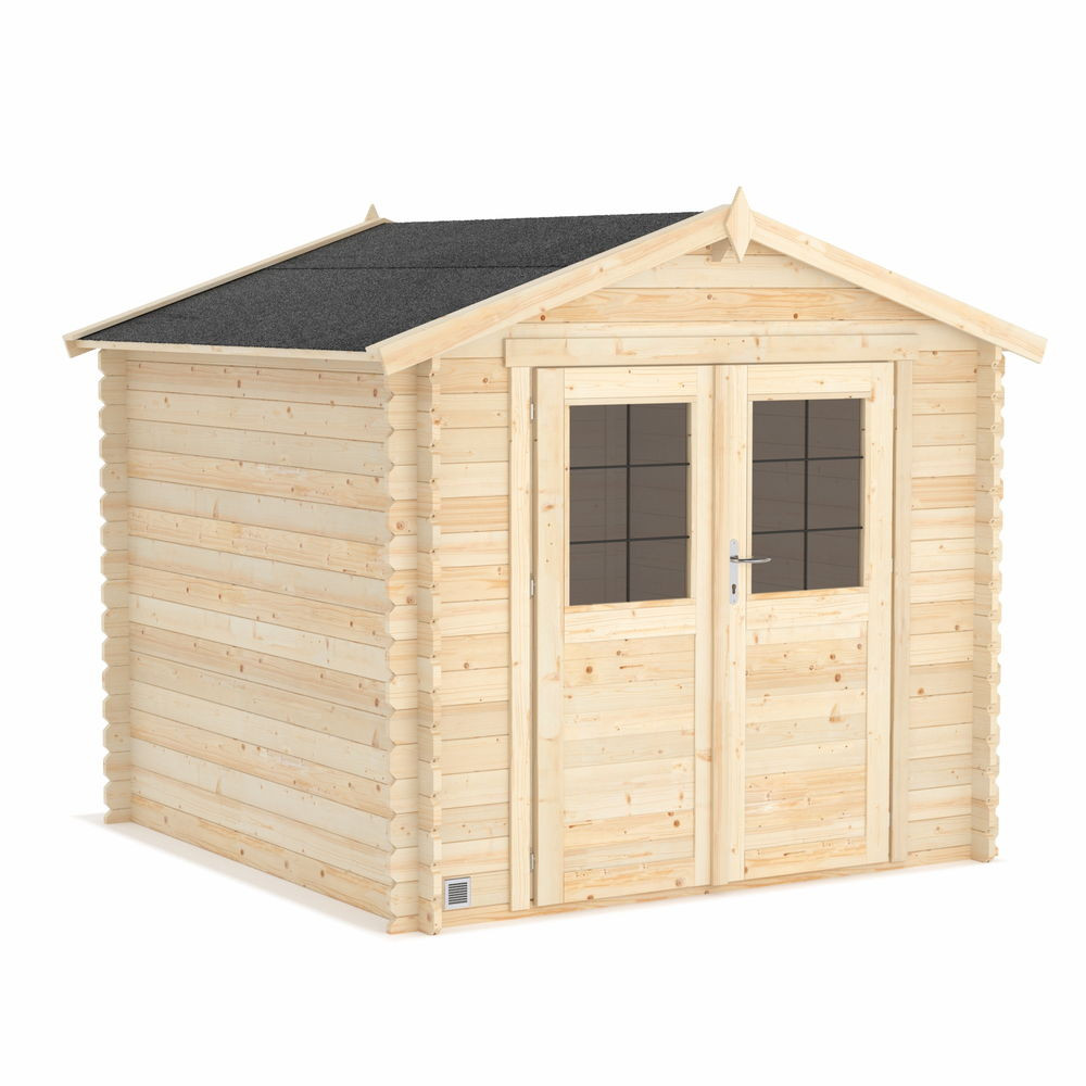 Abri MALAWI 6,2m² Brut - 212 x 183 cm - 19mm - Madriers emboités