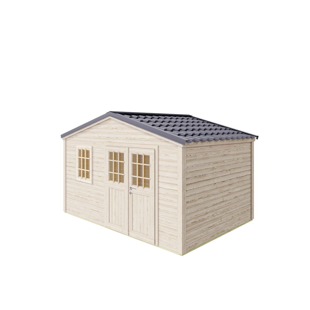 Abri Shelty + 10,9m² - 395 x 280 cm - 28mm - Madriers à visser