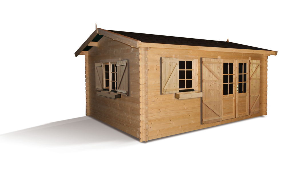 Abri bois ELISTA - 498 x 398 cm - 34mm - Surface utile : 17,47 m² - Sur commande