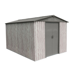 Abri métal 7,15m² WoodTouch - acier galvanisé - kit d'ancrage - aspect bois de marque X-metal, référence: J5652900