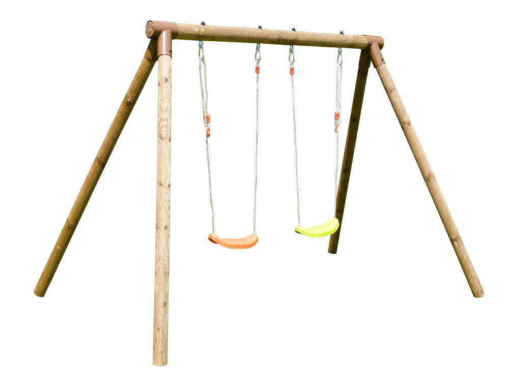 Portique ALIZEE en bois traité 2 agrès - 2 balançoires - H. 190cm