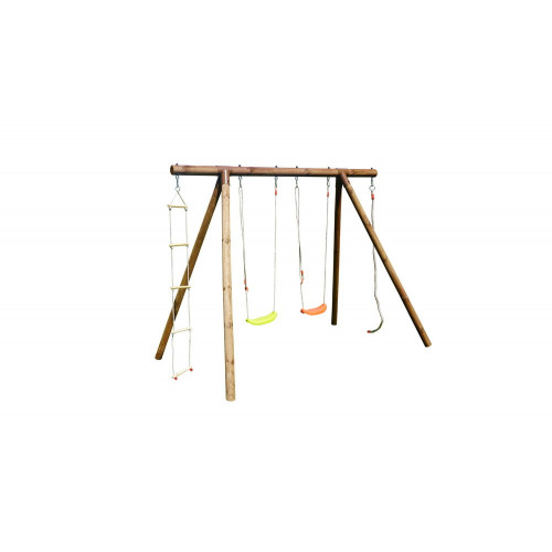 Portique ERNEST en bois traité - 2 agrès corde et echelle - H. 222cm - SOULET