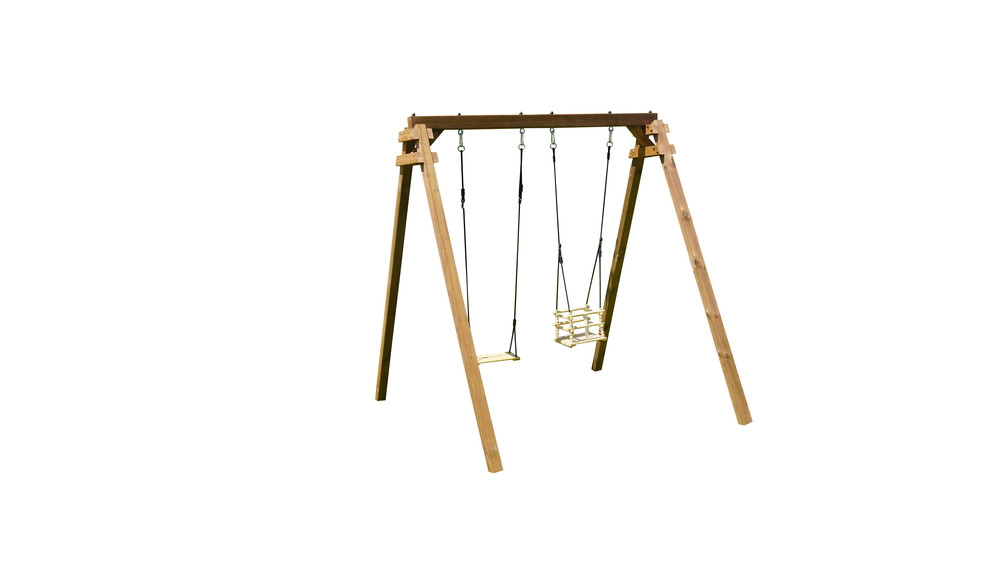 Portique AMBRE en bois traité carré - eco-friendly - 2 agrès - H. 224cm