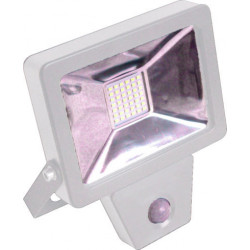 Projecteur plat SMD à détection infra-rouge 30W - 2400 Lm - 4000K - IP44 - Coloris BLANC - FOXLIGHT