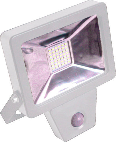 Projecteur plat SMD à détection infra-rouge 30W - 2400 Lm - 4000K - IP44 - Coloris BLANC
