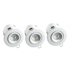 Lot 3 Spots Encastres Blancs Orientables BIRDY, BBC, GU10, 5W, 3000K, 380lm de marque Arlux Lighting, référence: B5701300