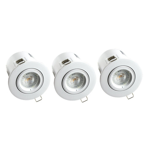 Lot 3 Spots Encastres Blancs Orientables BIRDY, BBC, GU10, 5W, 3000K, 380lm - Arlux Lighting