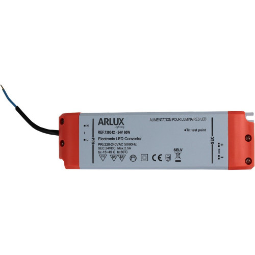 Driver Led PULSE 24V 60W 2,5A pour STRIP LED PULSE jusqu'à 6m - Arlux Lighting