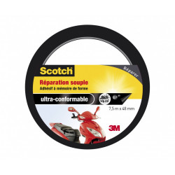 Adhésif SCOTCH réparation une face souple multiusage L.7.5 m x l.48 mm, noir de marque SCOTCH, référence: B5734300