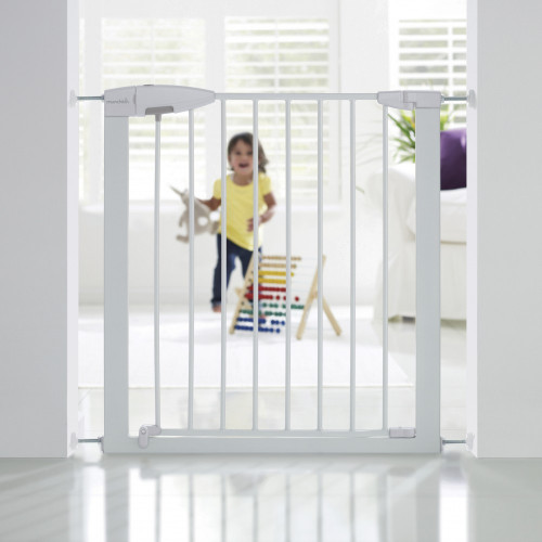 Barrière de sécurité enfant MUNCHKIN portillon semi-auto métal blanc, L.73 /79cm - MUNCHKIN