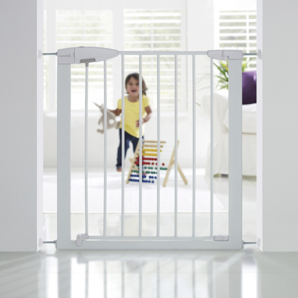 Barrière de sécurité enfant MUNCHKIN portillon semi-auto métal blanc, L.73 /79cm