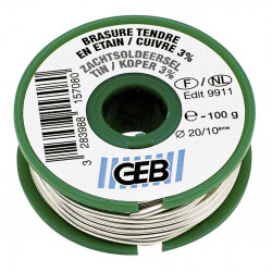 Bobine pour brasure etain / cuivre, 100 g, GEB de marque GEB, référence: B5749800