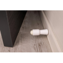 Butée de porte murale ALPERTEC bois peint blanche Diam.2.6 cm x L.8 cm x H.0 cm - ALPERTEC