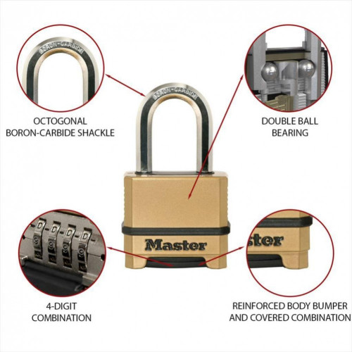 Cadenas à combinaison MASTER LOCK zinc, l.51 mm - MASTER LOCK