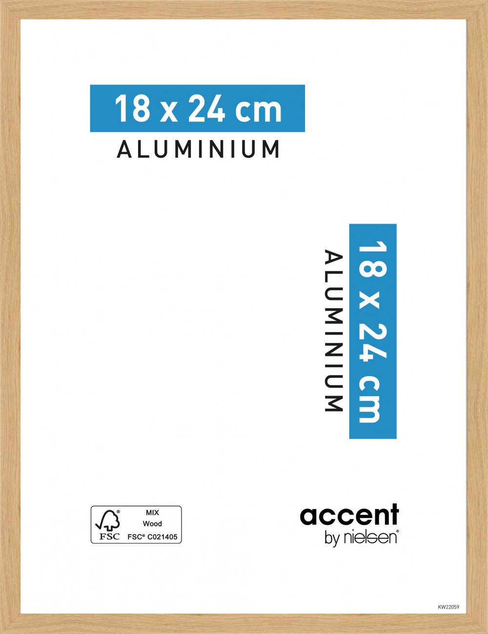 Cadre Accent, 18 x 24 cm, chêne clair