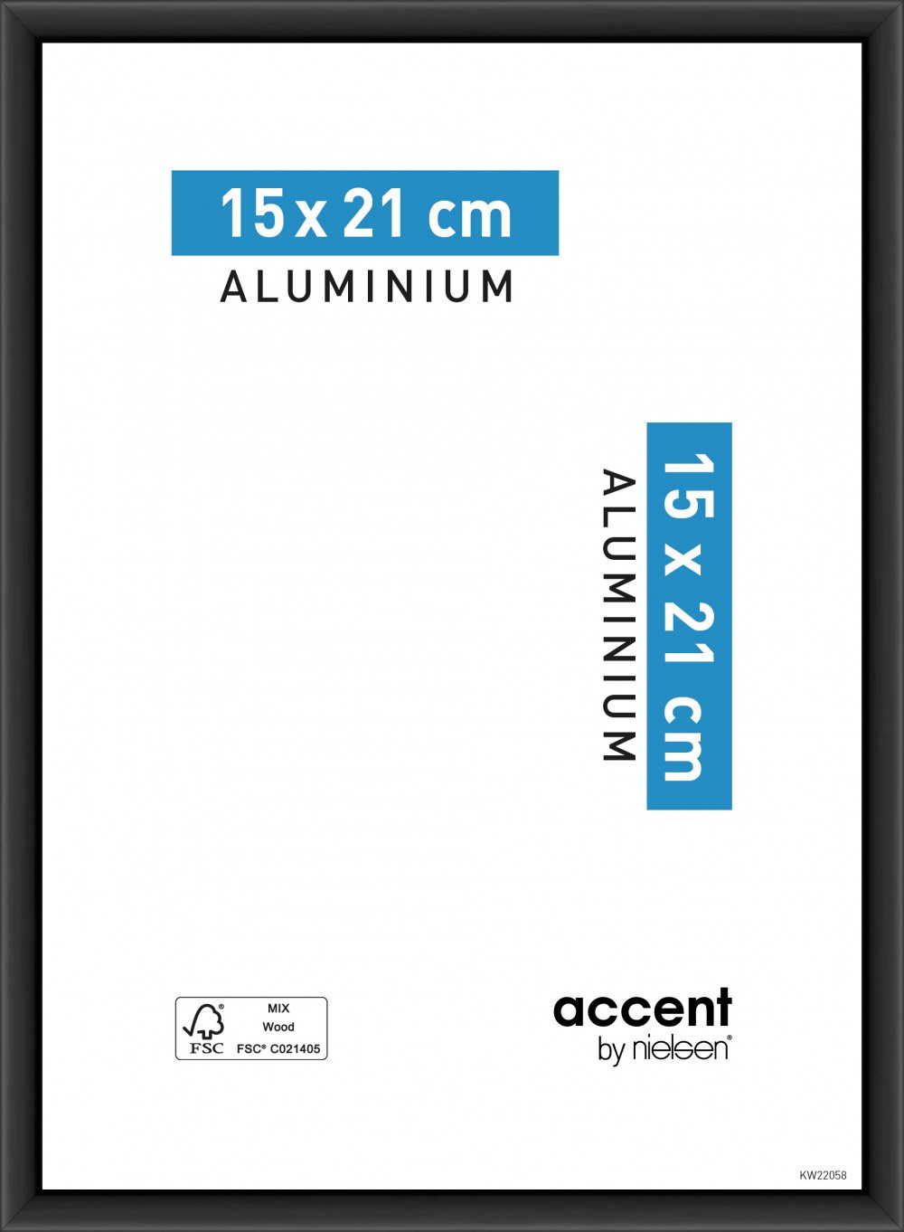 Cadre Accent, l.15 x H.20 cm, aluminium noir