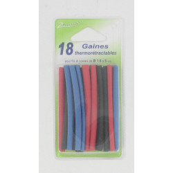 18 gaines thermorétractables rouge/noir/bleu, L.0.08m, ZENITECH - ZENITECH