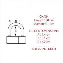 Chaîne antivol et cadenas MASTER LOCK, L.1 m x Diam.10 mm - MASTER LOCK