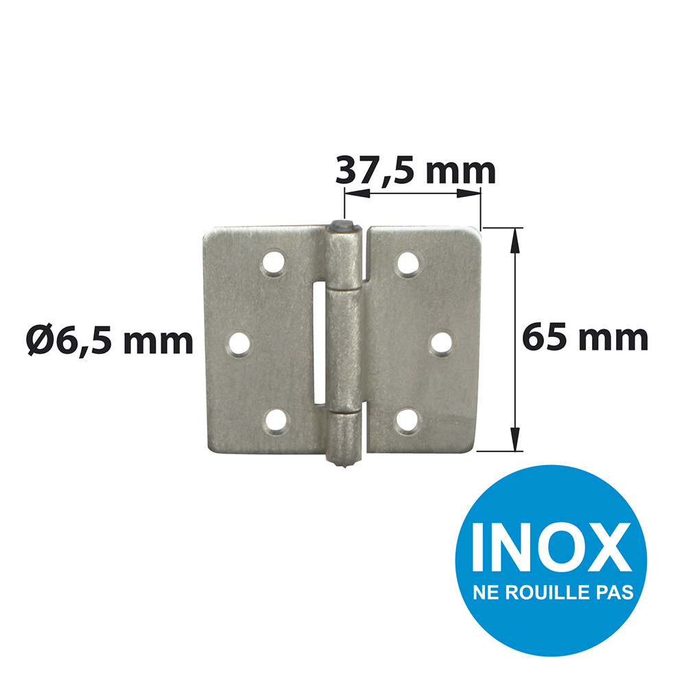 Charnière renforcée en Inox 65 x 75 mm - vue 2